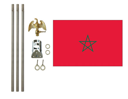 3'x5' Morocco Polyester Flag with 6' Flagpole Kit