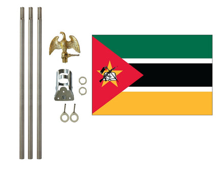 3'x5' Mozambique Polyester Flag with 6' Flagpole Kit