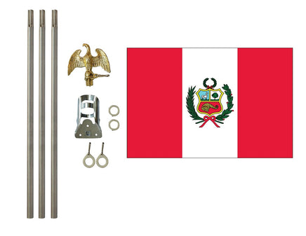 3'x5' Peru Polyester Flag with 6' Flagpole Kit