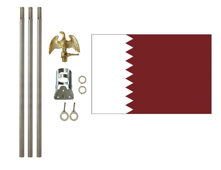 3'x5' Qatar Polyester Flag with 6' Flagpole Kit