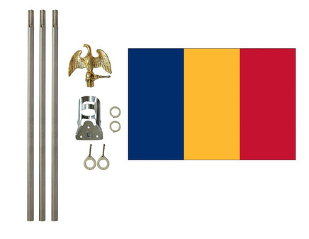 3'x5' Romania Polyester Flag with 6' Flagpole Kit