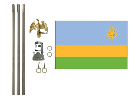3'x5' Rwanda Polyester Flag with 6' Flagpole Kit
