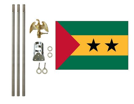 3'x5' São Tomé Príncipe Polyester Flag with 6' Flagpole Kit