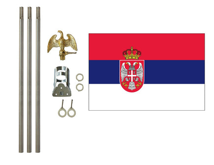 3'x5' Serbia Polyester Flag with 6' Flagpole Kit