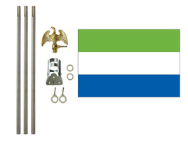 3'x5' Sierra Leone Polyester Flag with 6' Flagpole Kit
