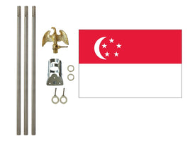 3'x5' Singapore Polyester Flag with 6' Flagpole Kit