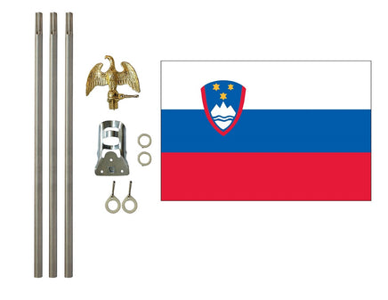 3'x5' Slovenia Polyester Flag with 6' Flagpole Kit