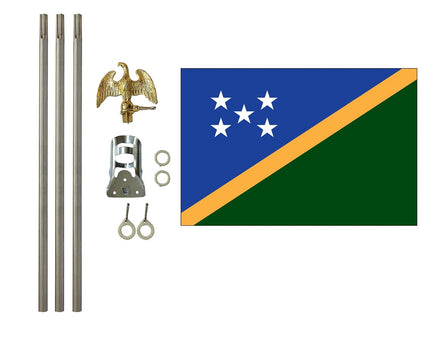 3'x5' Solomon Islands Polyester Flag with 6' Flagpole Kit