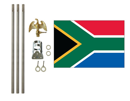 3'x5' South Africa Polyester Flag with 6' Flagpole Kit