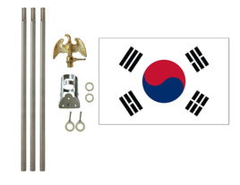 3'x5' South Korea Polyester Flag with 6' Flagpole Kit