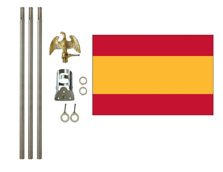3'x5' Spain (No Seal) Polyester Flag with 6' Flagpole Kit