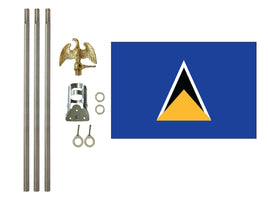 3'x5' St. Lucia Polyester Flag with 6' Flagpole Kit