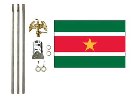 3'x5' Suriname Polyester Flag with 6' Flagpole Kit