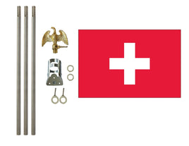 3'x5' Switzerland Polyester Flag with 6' Flagpole Kit