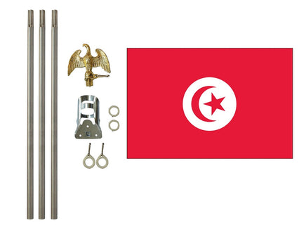 3'x5' Tunisia Polyester Flag with 6' Flagpole Kit