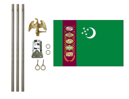 3'x5' Turkmenistan Polyester Flag with 6' Flagpole Kit