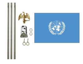 3'x5' United Nations Polyester Flag with 6' Flagpole Kit