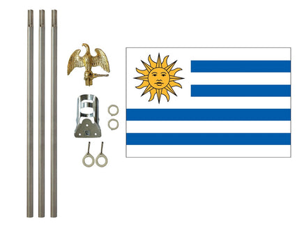3'x5' Uruguay Polyester Flag with 6' Flagpole Kit