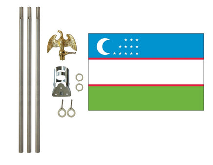 3'x5' Uzbekistan Polyester Flag with 6' Flagpole Kit
