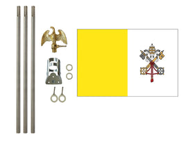 3'x5' Vatican City Polyester Flag with 6' Flagpole Kit