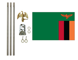 3'x5' Zambia Polyester Flag with 6' Flagpole Kit