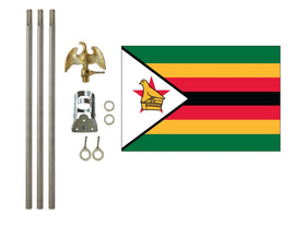 3'x5' Zimbabwe Polyester Flag with 6' Flagpole Kit