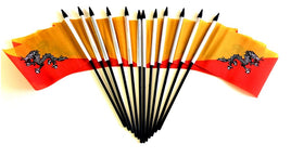 Bhutan Polyester Miniature Flags - 12 Pack