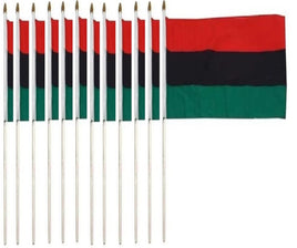 African American Polyester Stick Flag - 12"x18" - 12 flags