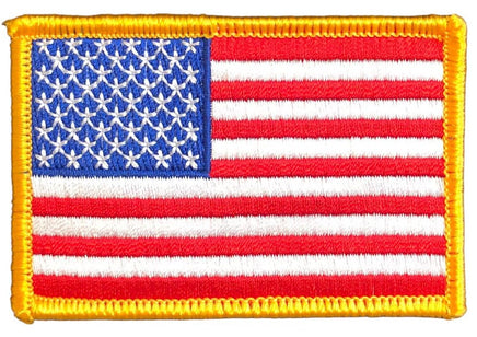 American Flag Patch - Gold Border - Left Hand - Hook backing