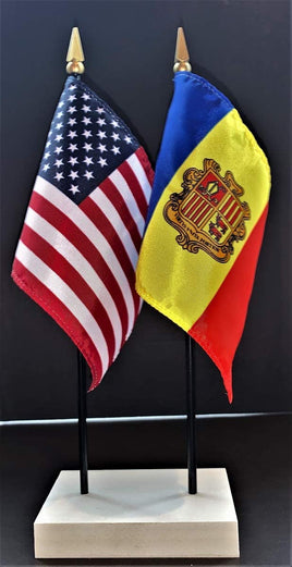 Andorra and US Flag Desk Set