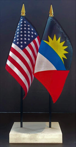Antigua and US Flag Desk Set
