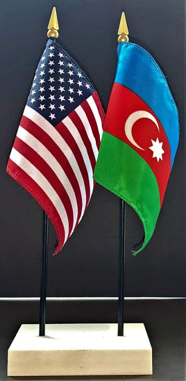 Azerbaijan and US Flag Desk Set