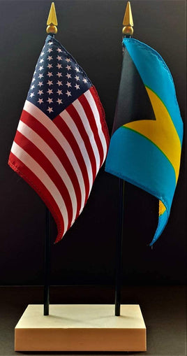 Bahamas and US Flag Desk Set