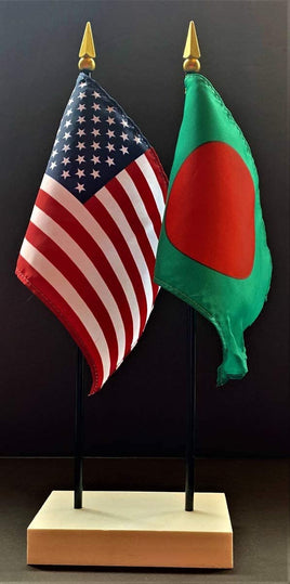 Bangladesh and US Flag Desk Set