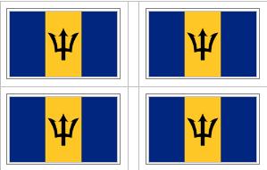 Barbados Flag Stickers - 50 per sheet