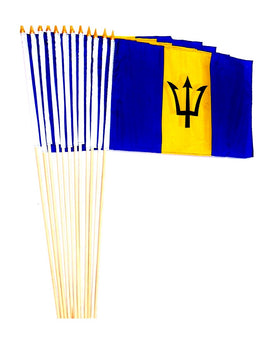 Barbados Polyester Stick Flag - 12"x18" - 12 flags