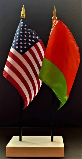 Belarus and US Flag Desk Set