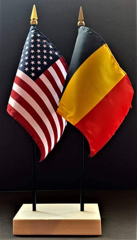Belgium and US Flag Desk Set