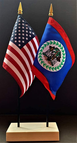 Belize and US Flag Desk Set