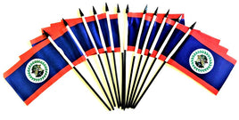 Belize Polyester Miniature Flags - 12 Pack