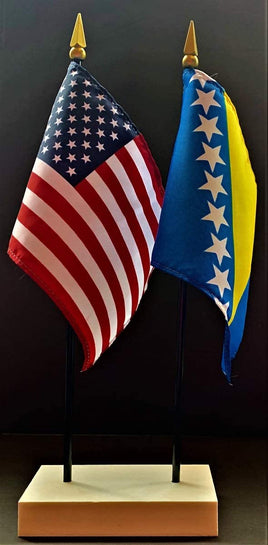 Bosnia and US Flag Desk Set
