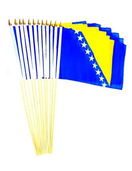 Bosnia & Herzegovina Polyester Stick Flag - 12"x18" - 12 flags