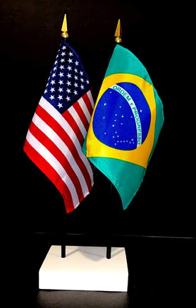 Brazil and US Flag Desk Set