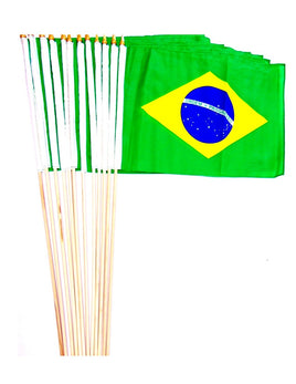 Brazil Polyester Stick Flag - 12"x18" - 12 flags