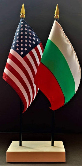 Bulgaria and US Flag Desk Set