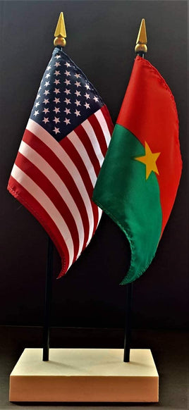 Burkina Faso and US Flag Desk Set