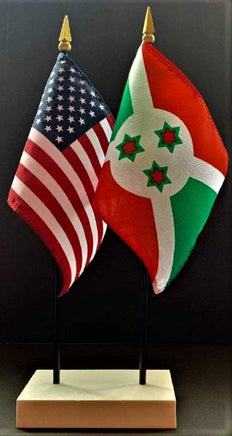 Burundi and US Flag Desk Set