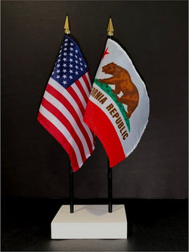 California and US Flag Desk Set