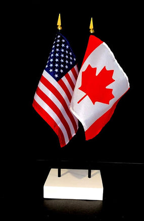 Canada and US Flag Desk Set