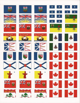 Canadian Province Flags Waterproof Stickers - 50 per Sheet